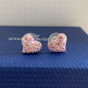 Swarovski Pink and White Crystal Heart Earrings